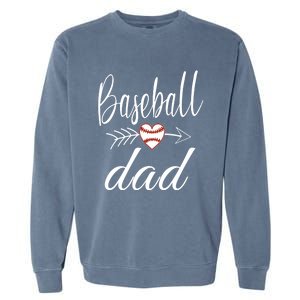 Baseball Dad Heart For Baseball Lovers Funny Gift Garment-Dyed Sweatshirt