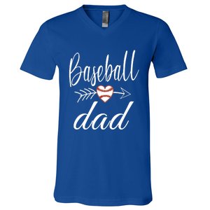 Baseball Dad Heart For Baseball Lovers Funny Gift V-Neck T-Shirt