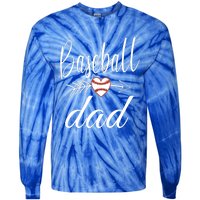 Baseball Dad Heart For Baseball Lovers Funny Gift Tie-Dye Long Sleeve Shirt