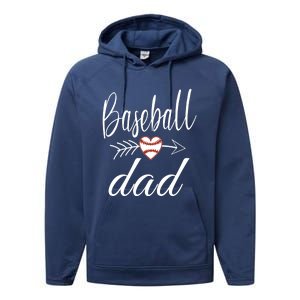 Baseball Dad Heart For Baseball Lovers Funny Gift Performance Fleece Hoodie