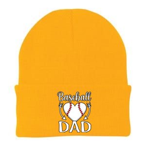 Baseball Dad Heart Sports Player Lover Coach Graphic Gift Knit Cap Winter Beanie