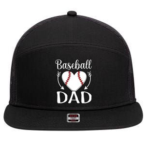 Baseball Dad Heart Sports Player Lover Coach Graphic Gift 7 Panel Mesh Trucker Snapback Hat