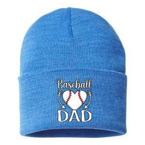 Baseball Dad Heart Sports Player Lover Coach Graphic Gift Sustainable Knit Beanie