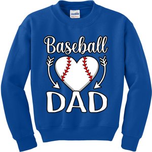 Baseball Dad Heart Sports Player Lover Coach Graphic Gift Kids Sweatshirt