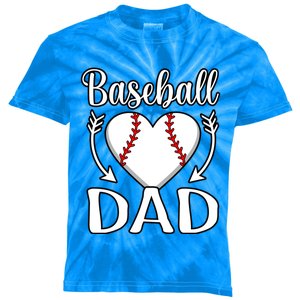 Baseball Dad Heart Sports Player Lover Coach Graphic Gift Kids Tie-Dye T-Shirt