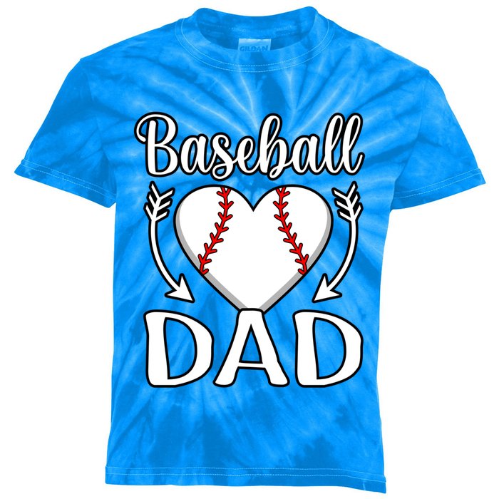 Baseball Dad Heart Sports Player Lover Coach Graphic Gift Kids Tie-Dye T-Shirt