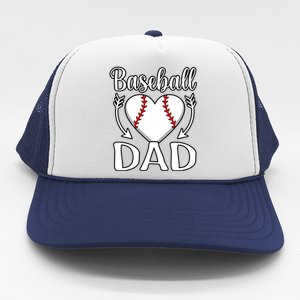 Baseball Dad Heart Sports Player Lover Coach Graphic Gift Trucker Hat