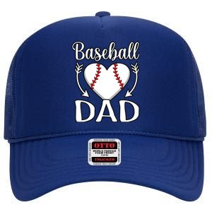 Baseball Dad Heart Sports Player Lover Coach Graphic Gift High Crown Mesh Back Trucker Hat