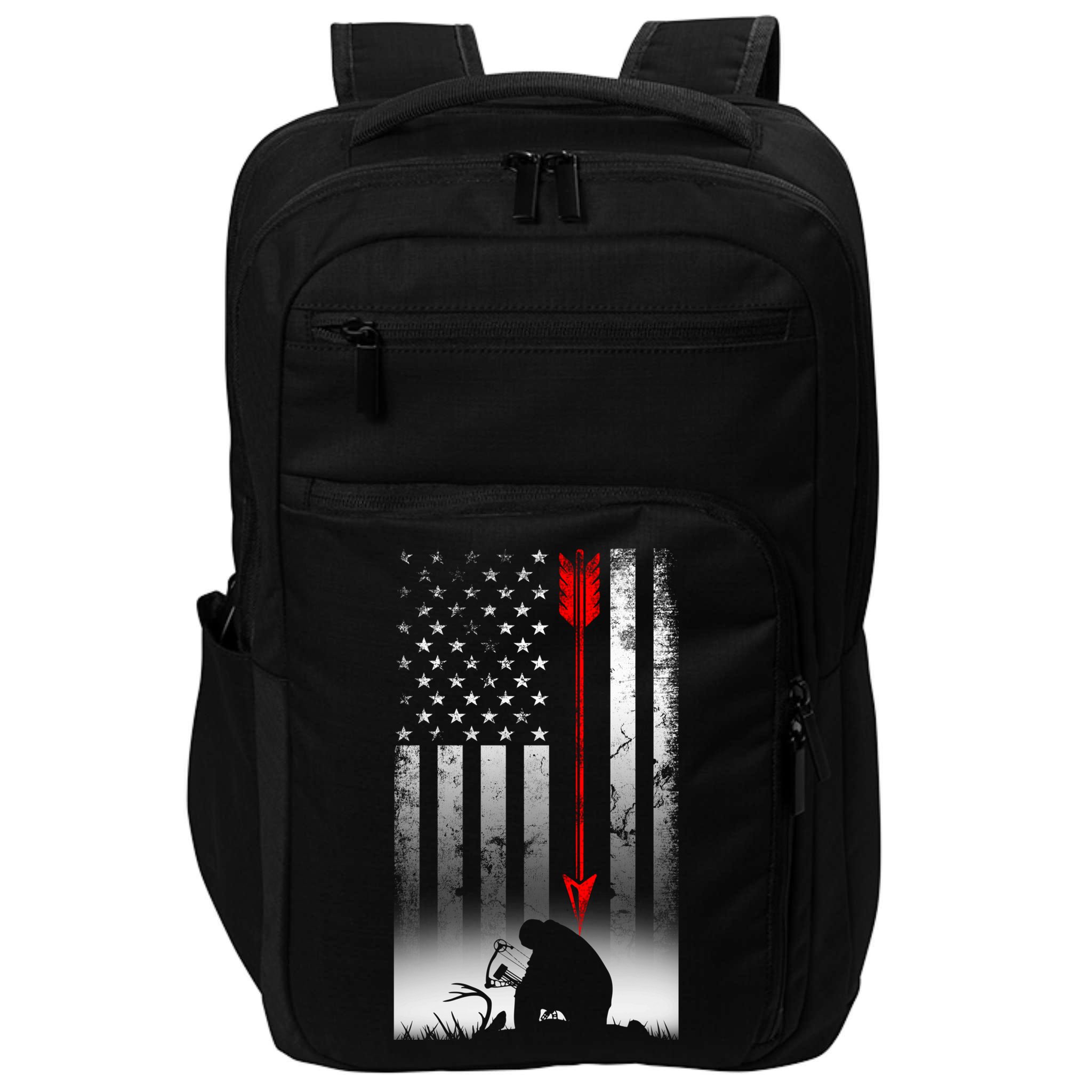 Bow Deer Hunting American Flag Gift For Bow Hunting Gift Impact Tech Backpack