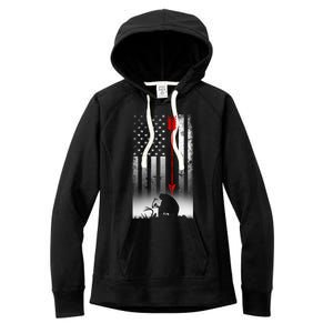 Bow Deer Hunting American Flag Gift For Bow Hunting Gift Women's Fleece Hoodie