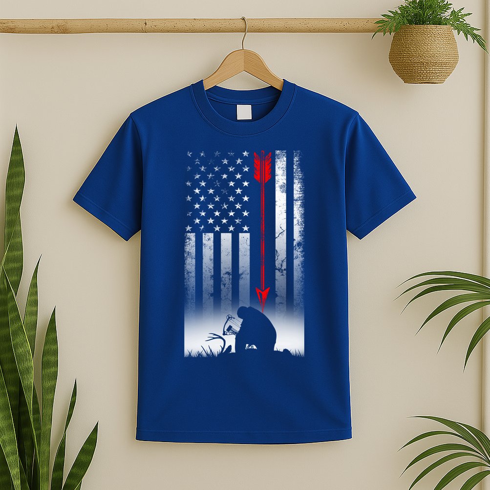 Bow Deer Hunting American Flag Gift For Bow Hunting Gift T-Shirt
