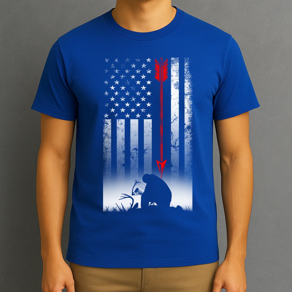 Bow Deer Hunting American Flag Gift For Bow Hunting Gift T-Shirt