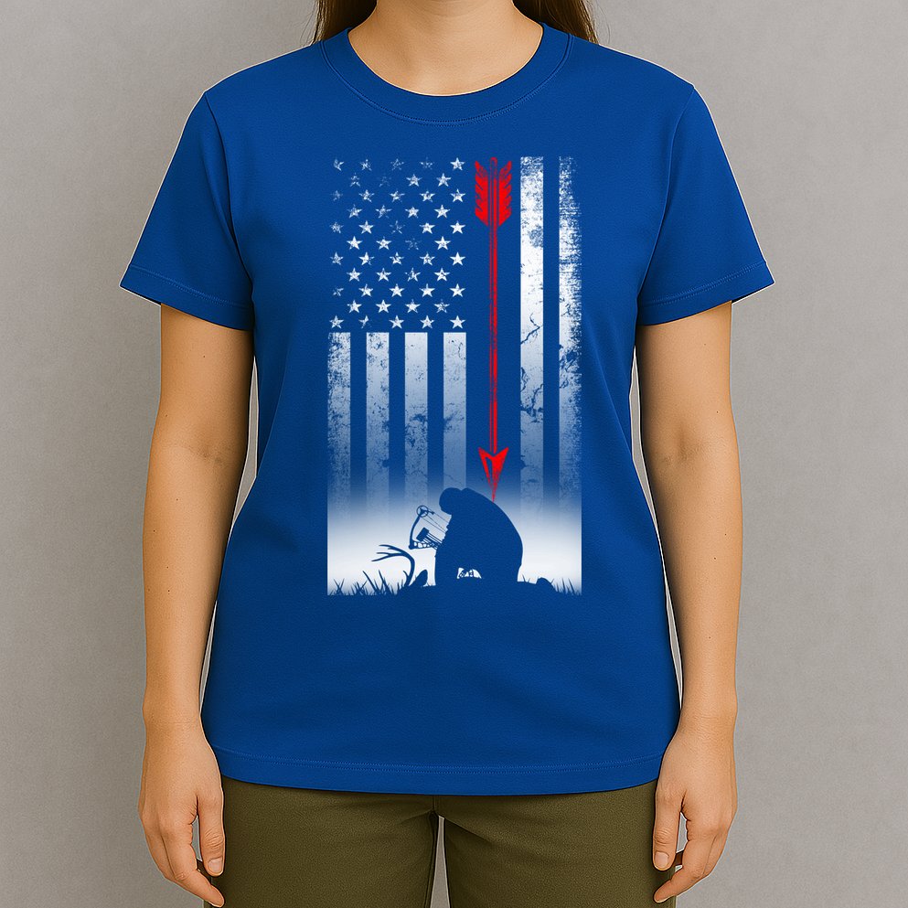 Bow Deer Hunting American Flag Gift For Bow Hunting Gift T-Shirt