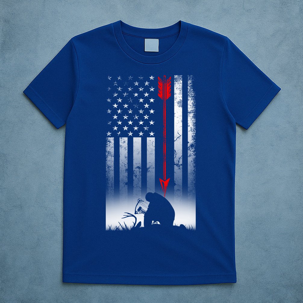 Bow Deer Hunting American Flag Gift For Bow Hunting Gift T-Shirt