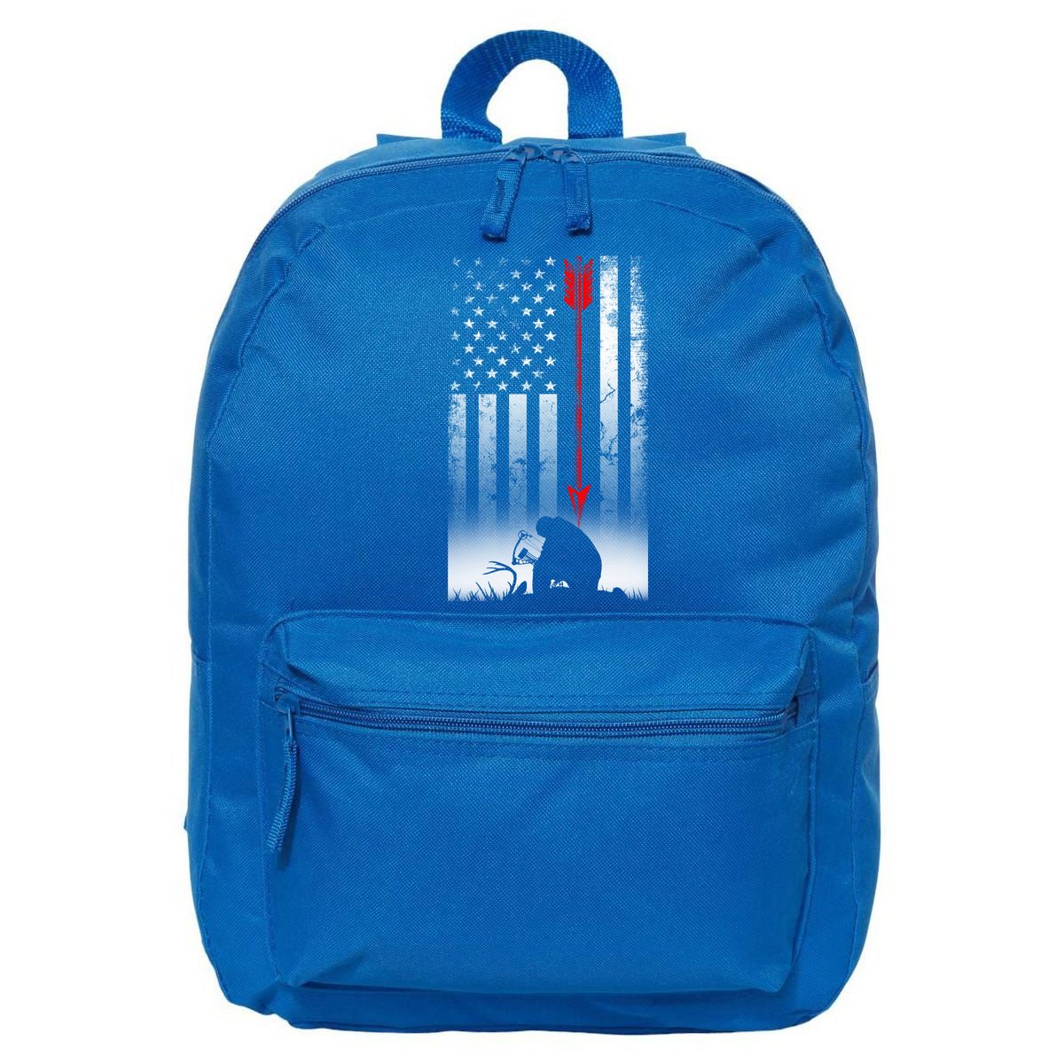 Bow Deer Hunting American Flag Gift For Bow Hunting Gift 16 in Basic Backpack
