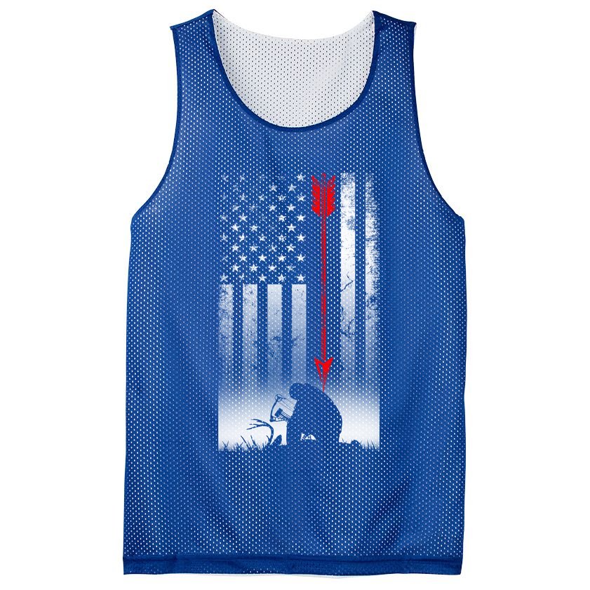Bow Deer Hunting American Flag Gift For Bow Hunting Gift Mesh Reversible Basketball Jersey Tank