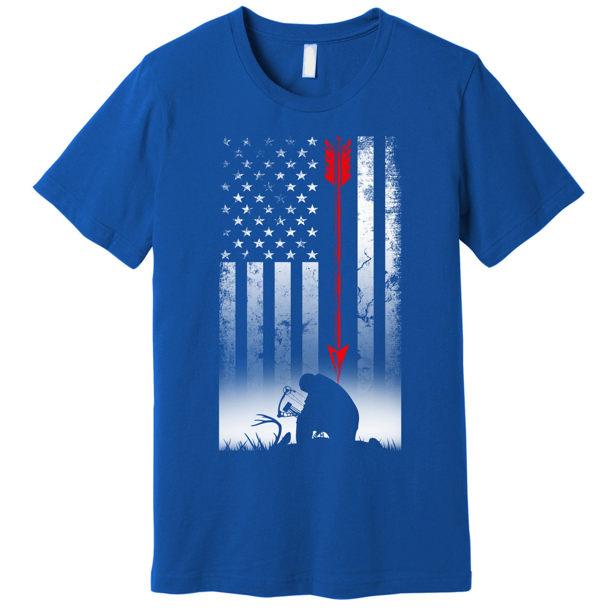 Bow Deer Hunting American Flag Gift For Bow Hunting Gift Premium T-Shirt