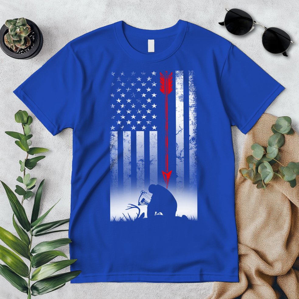 Bow Deer Hunting American Flag Gift For Bow Hunting Gift Premium T-Shirt