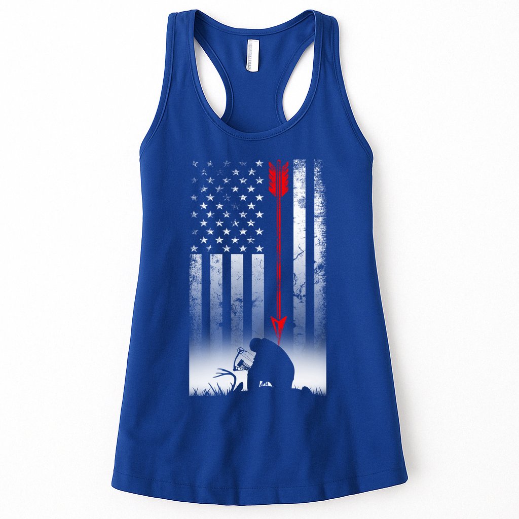 Bow Deer Hunting American Flag Gift For Bow Hunting Gift Womens Tank Top