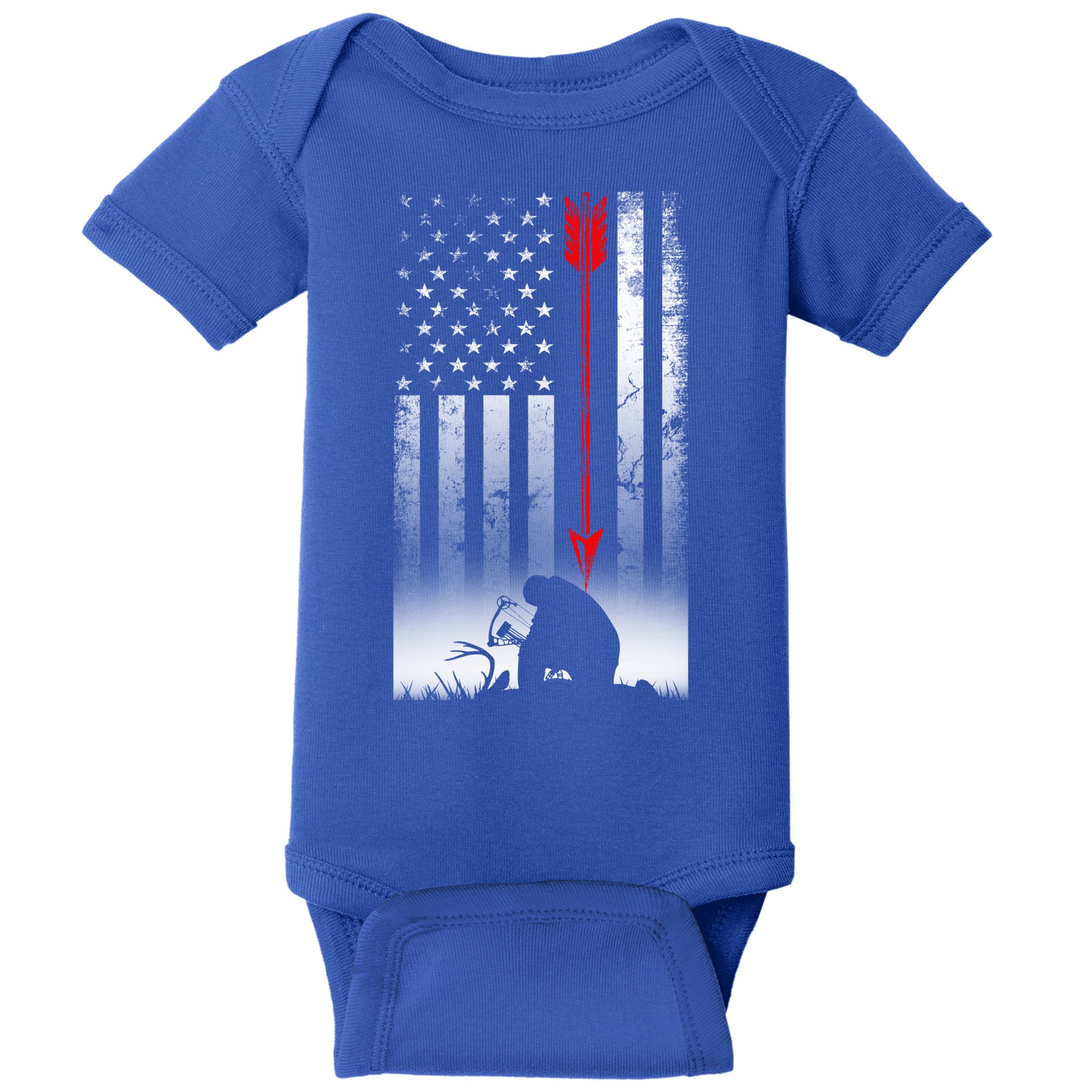Bow Deer Hunting American Flag Gift For Bow Hunting Gift Baby Bodysuit