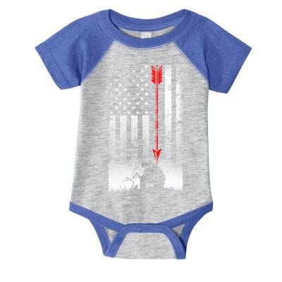Bow Deer Hunting American Flag Gift For Bow Hunting Gift Infant Baby Jersey Bodysuit