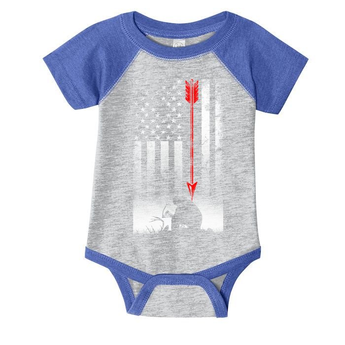 Bow Deer Hunting American Flag Gift For Bow Hunting Gift Infant Baby Jersey Bodysuit