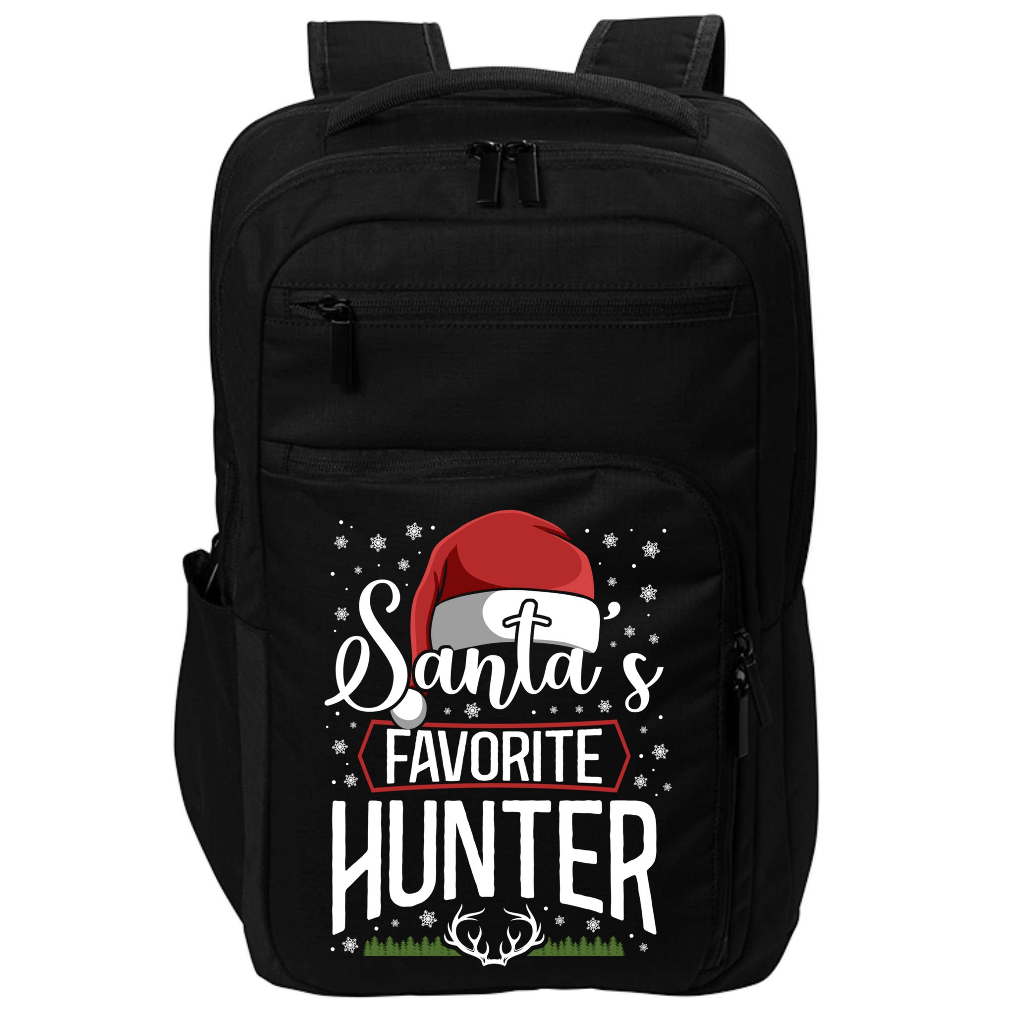 Buck Deer Hunting Hunter Christmas Vintage Santa's Favorite Gift Impact Tech Backpack