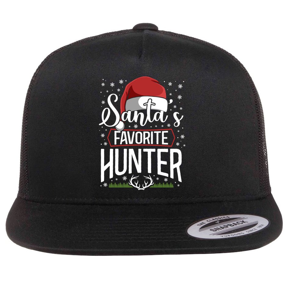 Buck Deer Hunting Hunter Christmas Vintage Santa's Favorite Gift Flat Bill Trucker Hat