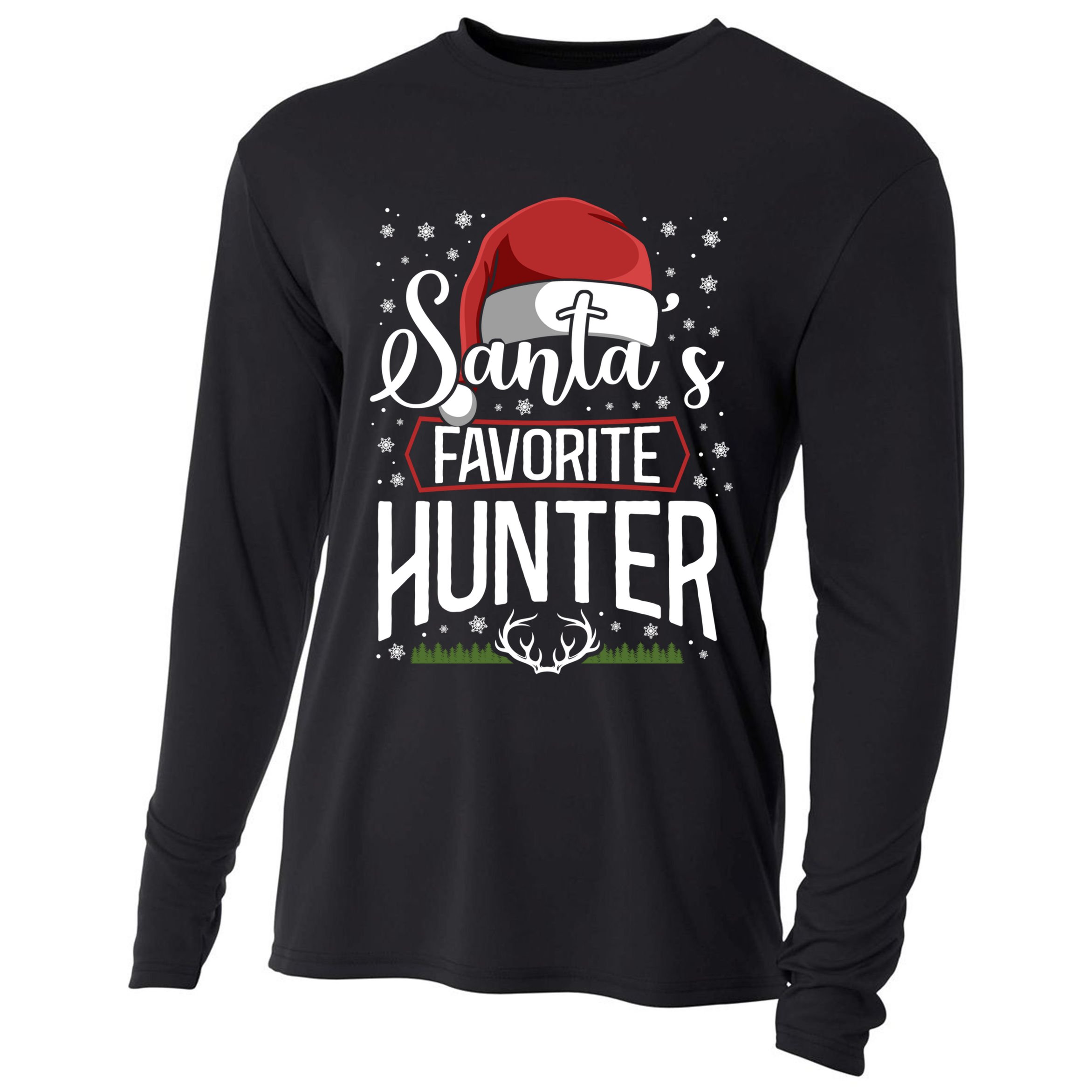 Buck Deer Hunting Hunter Christmas Vintage Santa's Favorite Gift Cooling Performance Long Sleeve Crew