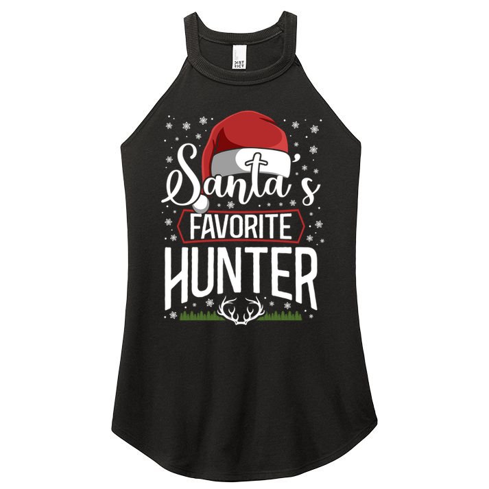 Buck Deer Hunting Hunter Christmas Vintage Santa's Favorite Gift Women's Perfect Tri Rocker Tank