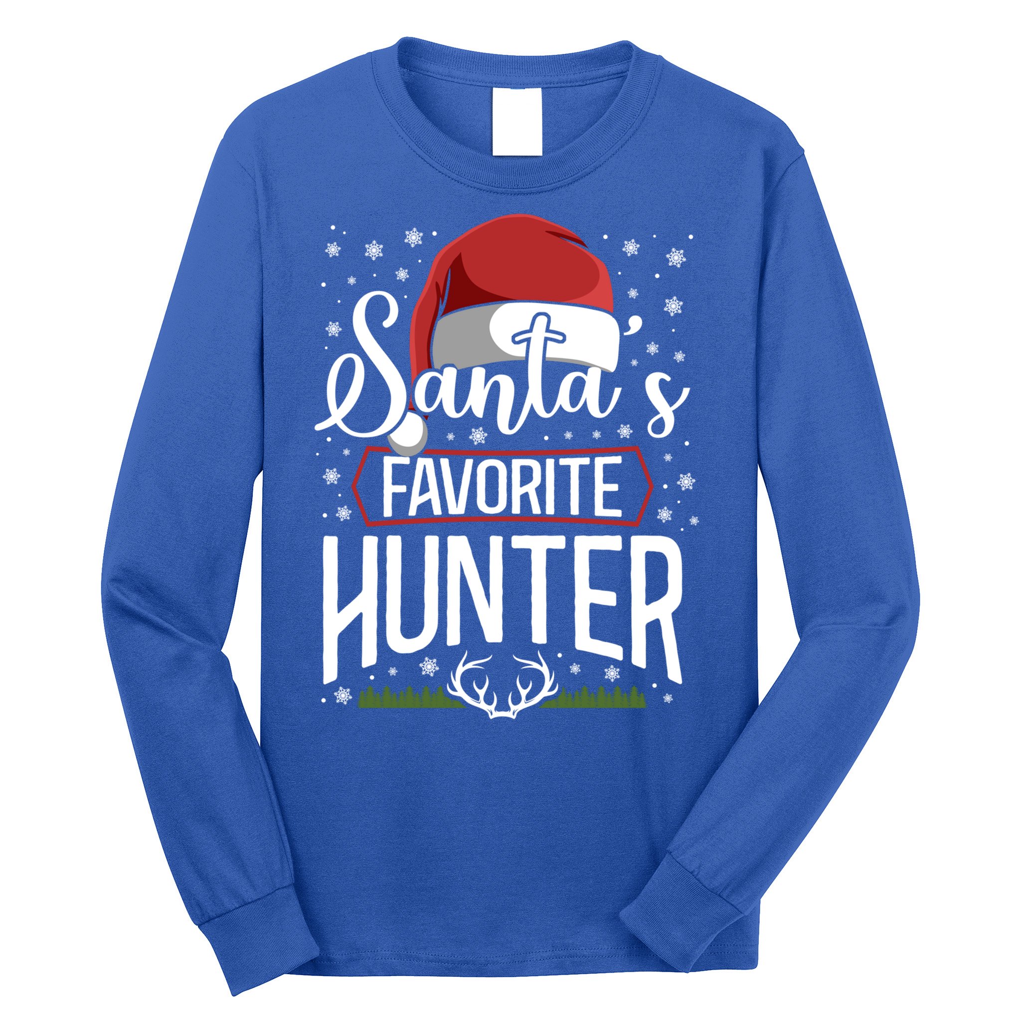 Buck Deer Hunting Hunter Christmas Vintage Santa's Favorite Gift Long Sleeve Shirt