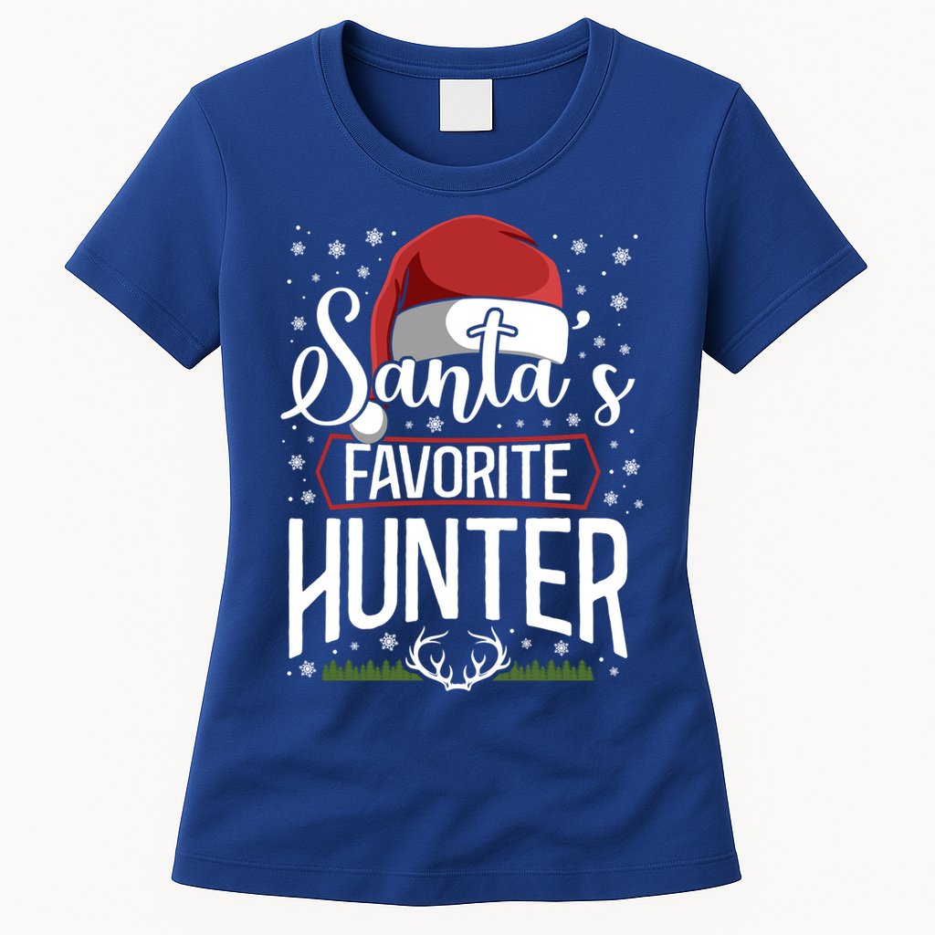 Buck Deer Hunting Hunter Christmas Vintage Santa's Favorite Gift Womens T-Shirt
