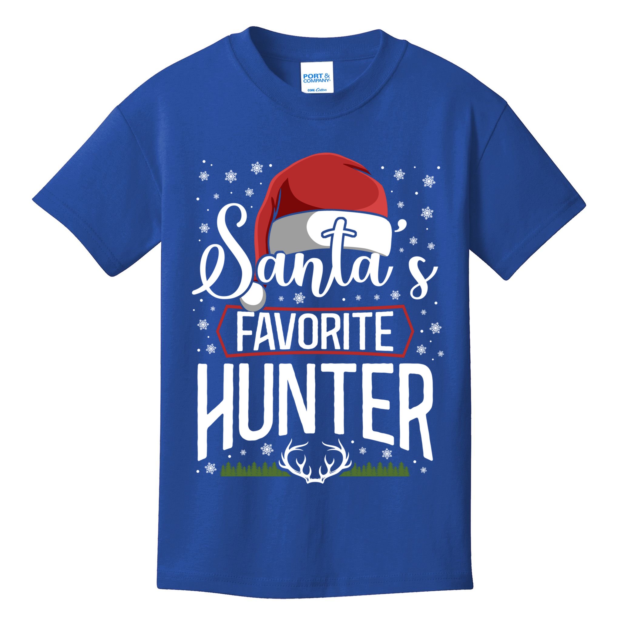Buck Deer Hunting Hunter Christmas Vintage Santa's Favorite Gift Kids T-Shirt
