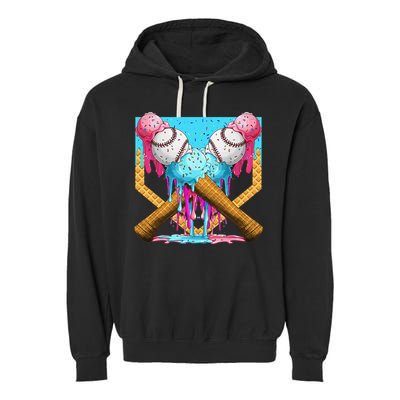 Baseball Drip Home Plate Ice Cream Sport Players  Fans Garment-Dyed Fleece Hoodie