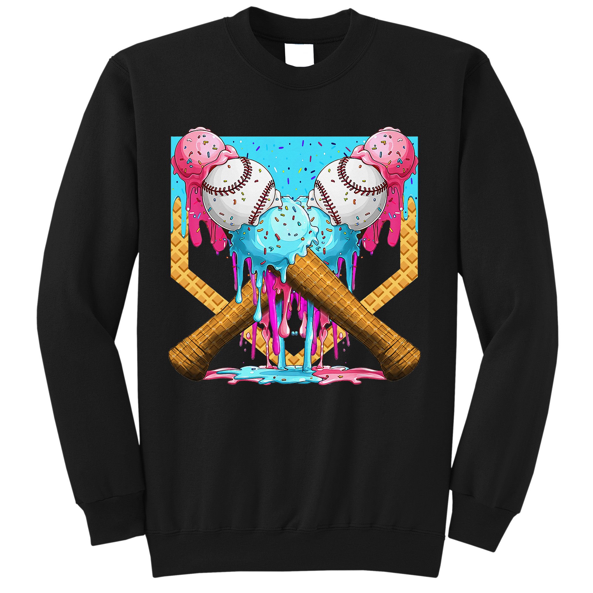 Baseball Drip Home Plate Ice Cream Sport Players  Fans Sweatshirt