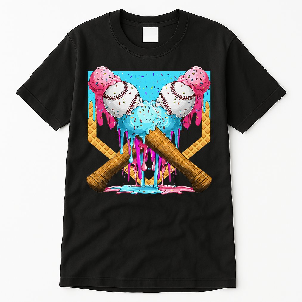 Baseball Drip Home Plate Ice Cream Sport Players  Fans Tall T-Shirt
