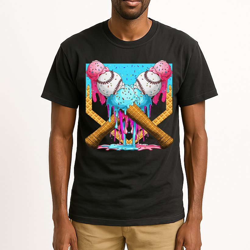 Baseball Drip Home Plate Ice Cream Sport Players  Fans Tall T-Shirt