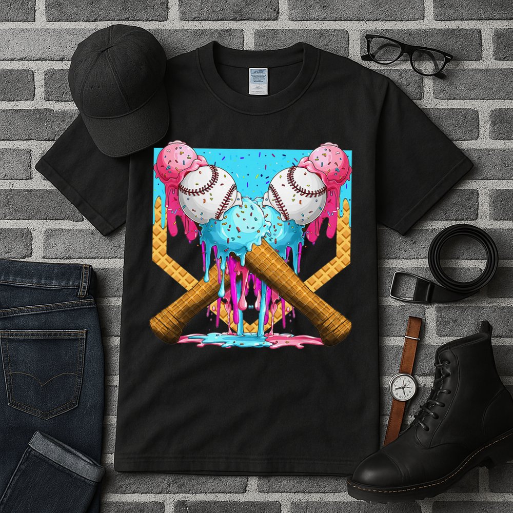 Baseball Drip Home Plate Ice Cream Sport Players  Fans Tall T-Shirt