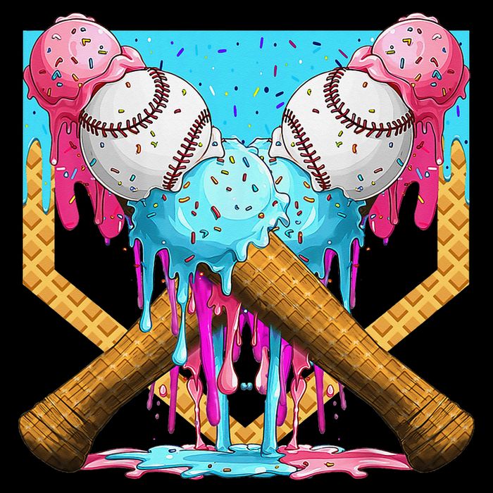 Baseball Drip Home Plate Ice Cream Sport Players  Fans Bucket Hat