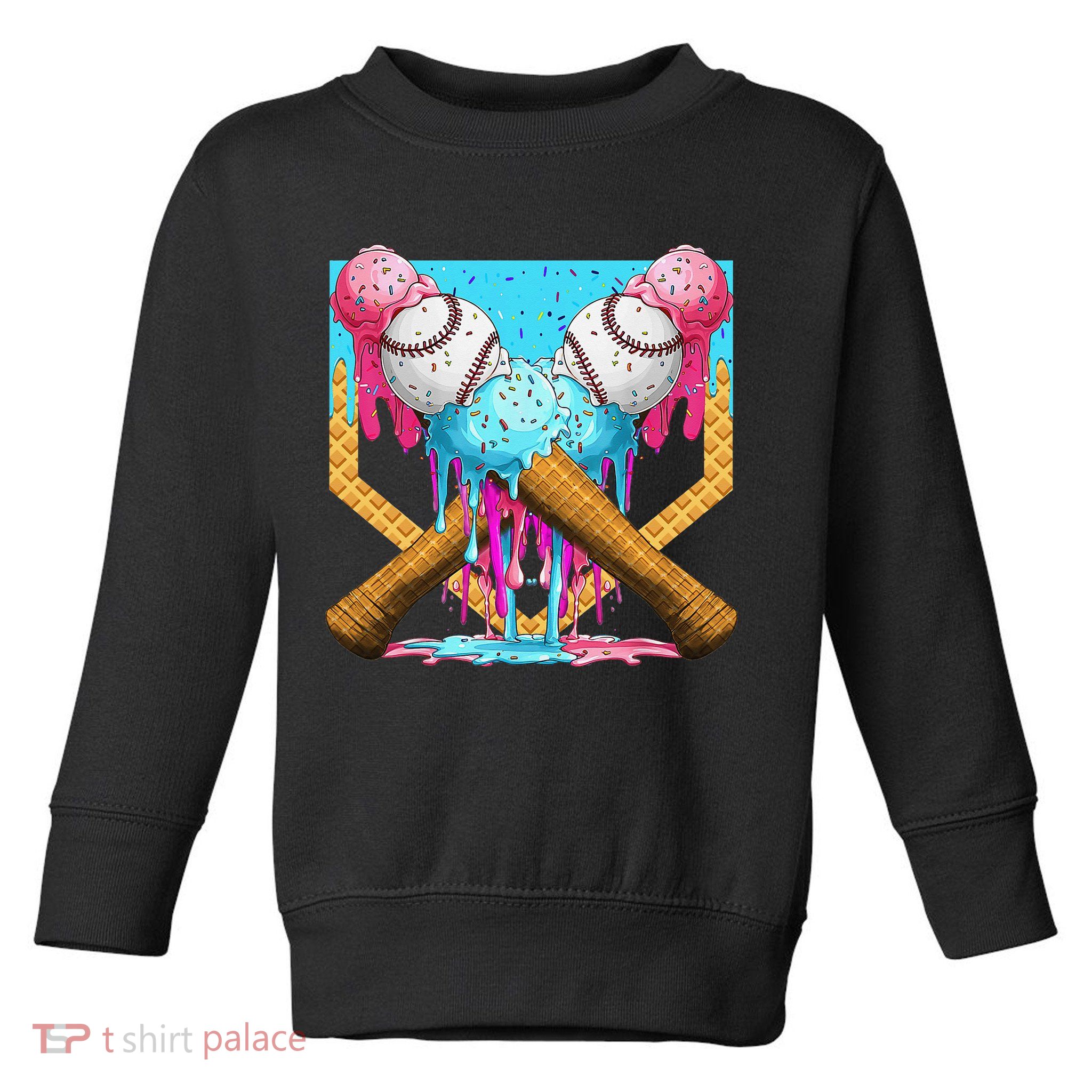 Baseball Drip Home Plate Ice Cream Sport Players  Fans Toddler Sweatshirt