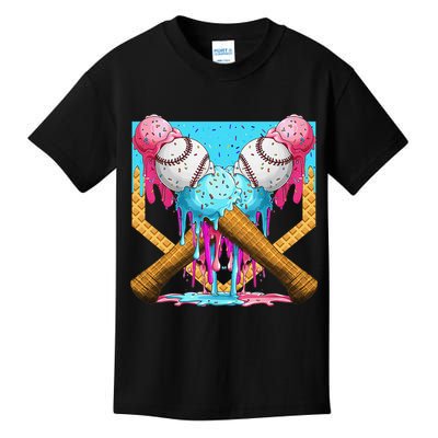 Baseball Drip Home Plate Ice Cream Sport Players  Fans Kids T-Shirt