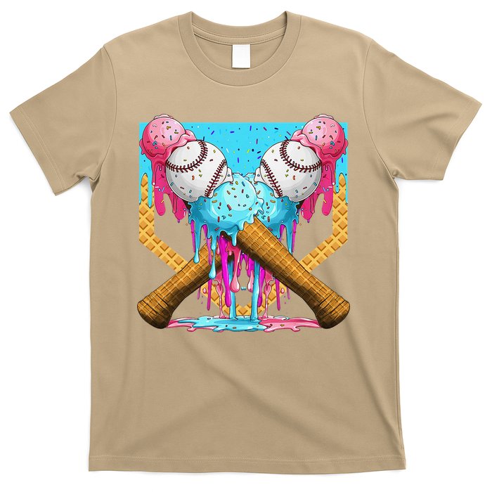 Baseball Drip Home Plate Ice Cream Sport Players  Fans T-Shirt