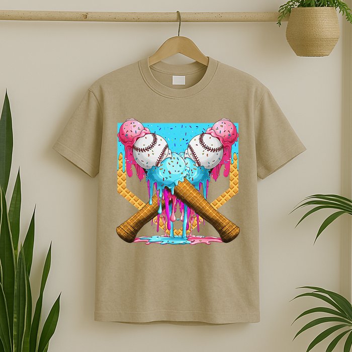 Baseball Drip Home Plate Ice Cream Sport Players  Fans T-Shirt