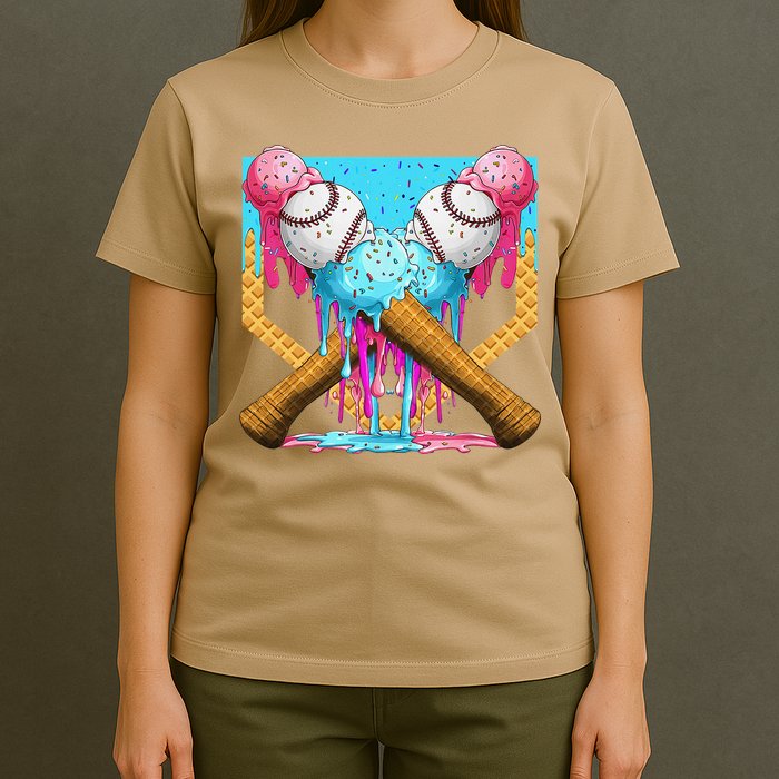 Baseball Drip Home Plate Ice Cream Sport Players  Fans T-Shirt