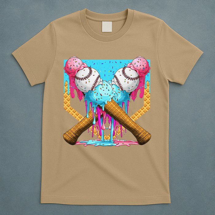 Baseball Drip Home Plate Ice Cream Sport Players  Fans T-Shirt