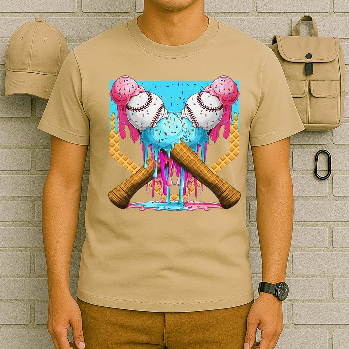 Baseball Drip Home Plate Ice Cream Sport Players  Fans T-Shirt