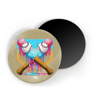 Baseball Drip Home Plate Ice Cream Sport Players  Fans Magnet