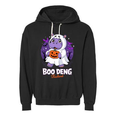 Boo Deng Halloween Costume Cute Baby Hippo Moo Deng Funny Garment-Dyed Fleece Hoodie