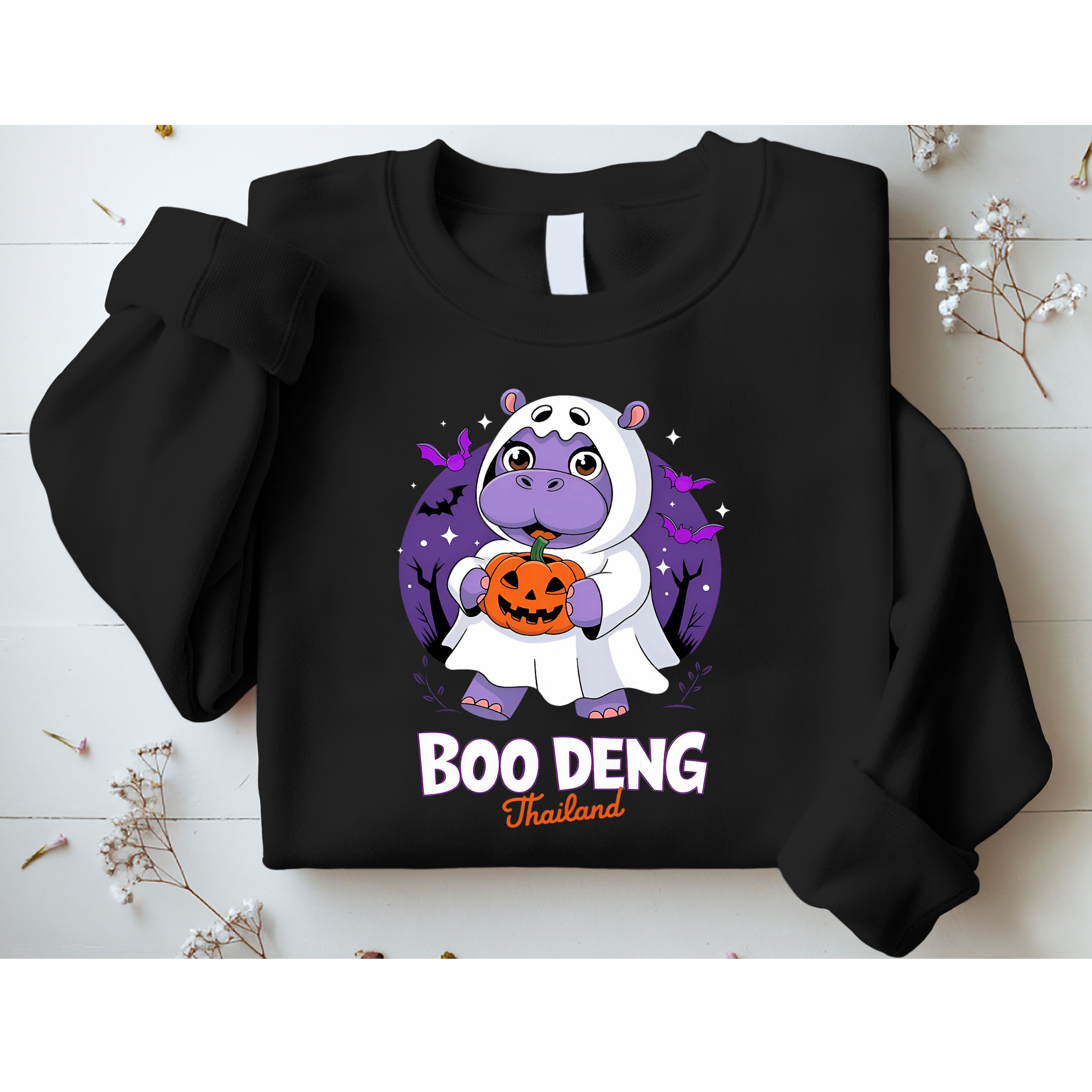 Boo Deng Halloween Costume Cute Baby Hippo Moo Deng Funny Sweatshirt