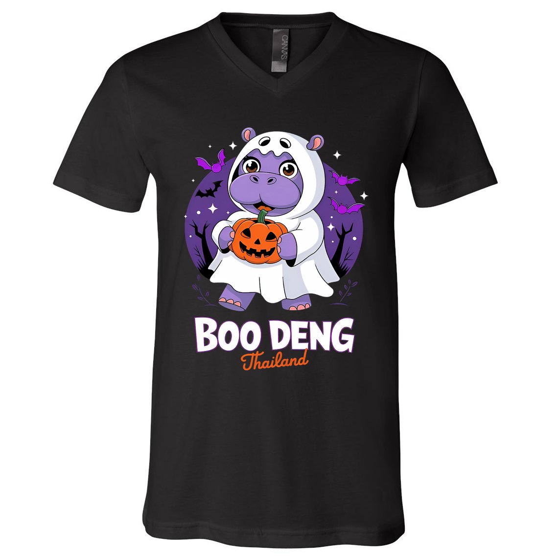 Boo Deng Halloween Costume Cute Baby Hippo Moo Deng Funny V-Neck T-Shirt